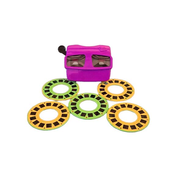80s 90s Toy Retro Image 3D View FinderPurple 5 Reels Of Dinosaurs Zoo Animals - Picture 1 of 6